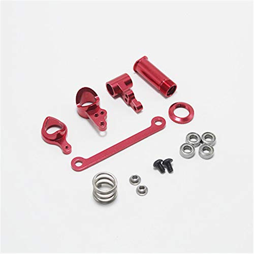 Fanuse Piezas de Actualización para Wltoys 1: 14 144001 RC Coche Metal Dirección Swing Base con Brazo C Cubo Trasero Asiento Varilla de Tracción para Servo,Rojo