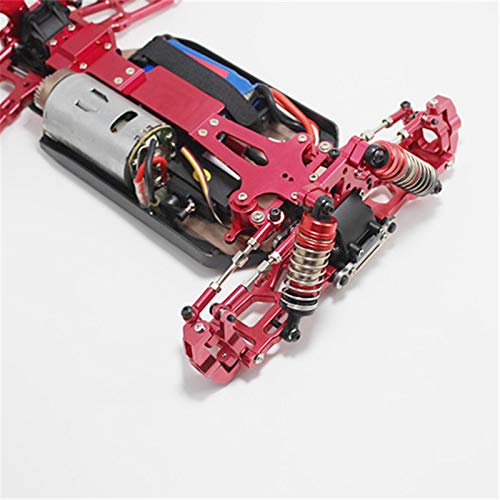 Fanuse Piezas de Actualización para Wltoys 1: 14 144001 RC Coche Metal Dirección Swing Base con Brazo C Cubo Trasero Asiento Varilla de Tracción para Servo,Rojo