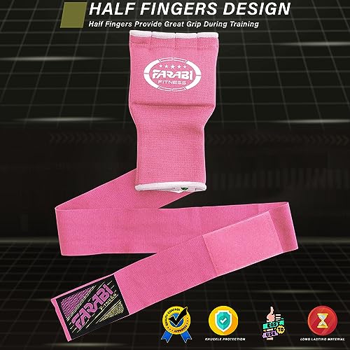 Farabi Sports Boxeo Vendas Guantes para niños y Adultos Venda Boxeo Hombres & Mujeres Vendas Boxeo Entrenamiento MMA Muay Thai Vendas de Boxeo (Adultos S/M, Pink)