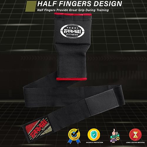 Farabi Sports Boxeo Vendas Guantes para niños y Adultos Venda Boxeo Hombres & Mujeres Vendas Boxeo Entrenamiento MMA Muay Thai Vendas de Boxeo (Adultos S/M, Black)