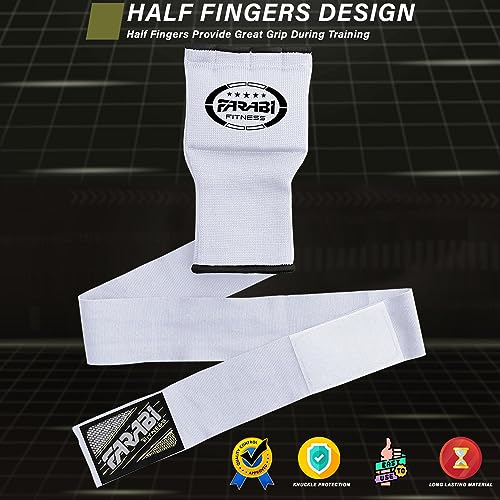 Farabi Sports Boxeo Vendas Guantes para niños y Adultos Venda Boxeo Hombres & Mujeres Vendas Boxeo Entrenamiento MMA Muay Thai Vendas de Boxeo (Niños, White)