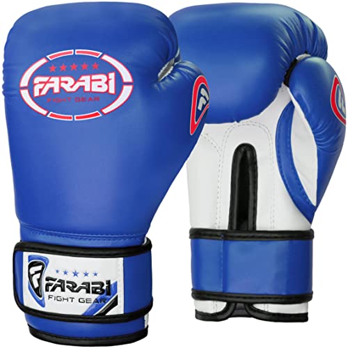 Farabi Sports Guantes Boxeo niño Guantes Muay Thai 4 oz 6 oz 8 oz Guantes de Boxeo niño MMA Muay Thai niños Guante Saco de Boxeo (8-oz, Blue)