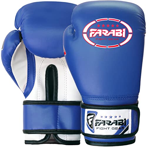 Farabi Sports Guantes Boxeo niño Guantes Muay Thai 4 oz 6 oz 8 oz Guantes de Boxeo niño MMA Muay Thai niños Guante Saco de Boxeo (8-oz, Blue)