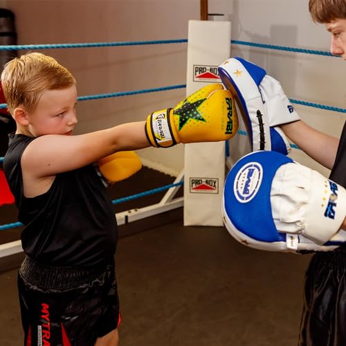 Farabi Sports guantes boxeo niño Niños y niñas guantes boxeo 6-oz Youth, Junior guantes de boxeo niño para MMA, Muay Thai, saco de boxeo y entrenamiento para edades de 5 a 10 años (Yellow, 6-oz)