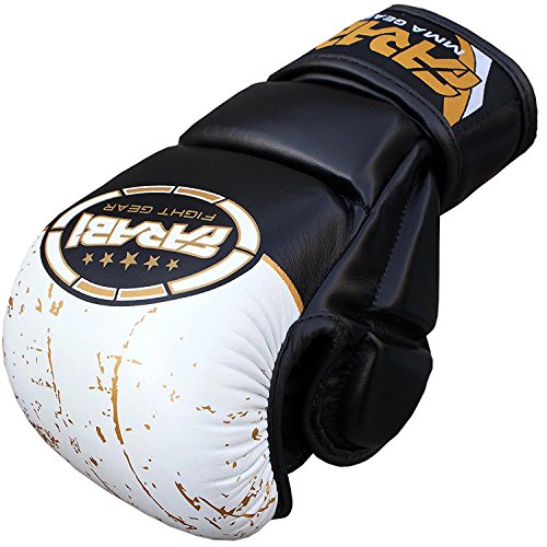 Farabi Sports – Guantes de boxeo guantes artes marciales guantes guantes de boxeo, guantes de boxeo jaula glovesfighting guantes de combate guantes UFC guantes guantes guantes de entrenamiento (Black/White, L/XL)