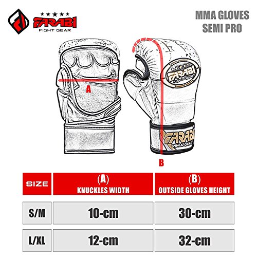 Farabi Sports – Guantes de boxeo guantes artes marciales guantes guantes de boxeo, guantes de boxeo jaula glovesfighting guantes de combate guantes UFC guantes guantes guantes de entrenamiento (Black/White, S/M)