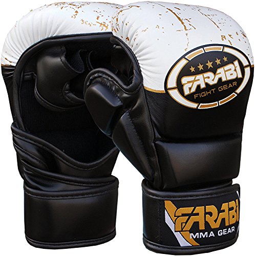 Farabi Sports – Guantes de boxeo guantes artes marciales guantes guantes de boxeo, guantes de boxeo jaula glovesfighting guantes de combate guantes UFC guantes guantes guantes de entrenamiento (Black/White, S/M)