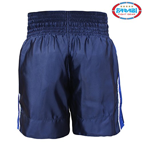 Farabi Sports Muay Thai Shorts - Pantalones Muay Thai para Entrenamiento, Lucha contra jaulas, Ejercicio, Uvas, Corriendo y Artes Marciales (Navy Blue, XL)