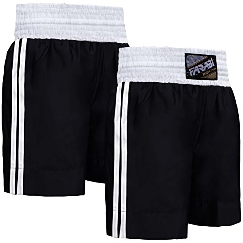 Farabi Sports Pro Boxing Shorts para Entrenamiento de Boxeo Punching Sparring Fitness Gym MMA Muay Thai Kick Boxing Pantalones (Large, Black)