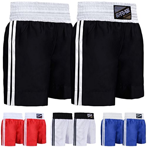 Farabi Sports Pro Boxing Shorts para Entrenamiento de Boxeo Punching Sparring Fitness Gym MMA Muay Thai Kick Boxing Pantalones (Large, Black)