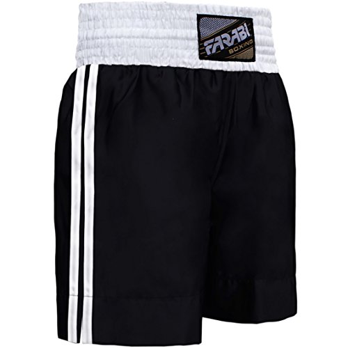 Farabi Sports Pro Boxing Shorts para Entrenamiento de Boxeo Punching Sparring Fitness Gym MMA Muay Thai Kick Boxing Pantalones (Large, Black)