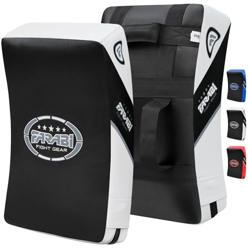 Farabi Sports Scudo Kick MMA Muay Thai Arts Arti Marziali Hook & Jab punzone Pad Training Target Scudo Boxe Strike Kick Pad x 1 unità (White Black)