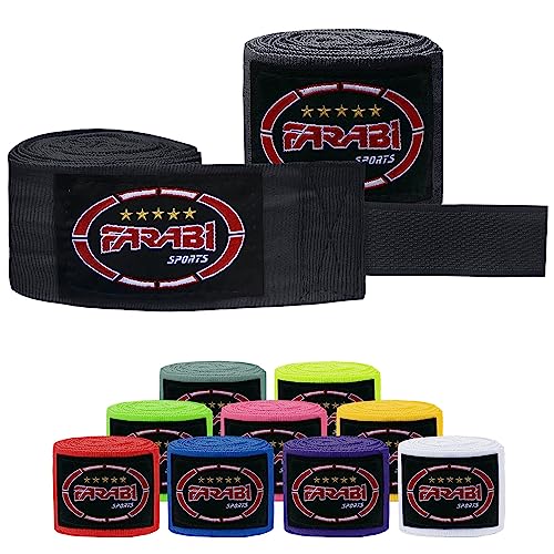 Farabi Sports Vendas Boxeo with Pair Adultos y niños Vendas de Boxeo (Kids (2.50 Meters). Black)