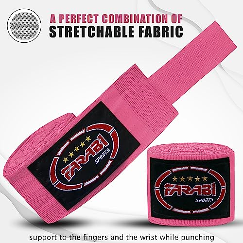 Farabi Sports Vendas Boxeo with Pair Adultos y niños Vendas de Boxeo (Kids (2.50 Meters), Pink)