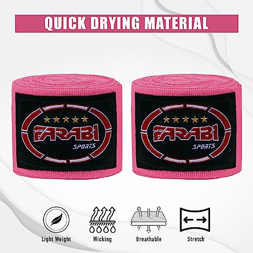 Farabi Sports Vendas Boxeo with Pair Adultos y niños Vendas de Boxeo (Kids (2.50 Meters), Pink)