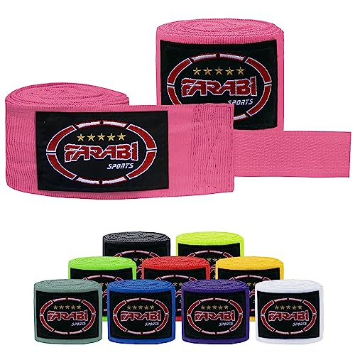 Farabi Sports Vendas Boxeo with Pair Adultos y niños Vendas de Boxeo (Kids (2.50 Meters), Pink)