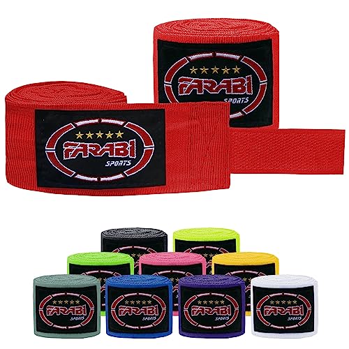 Farabi Sports Vendas Boxeo with Pair Adultos y niños Vendas de Boxeo (Kids (2.50 Meters), Red)