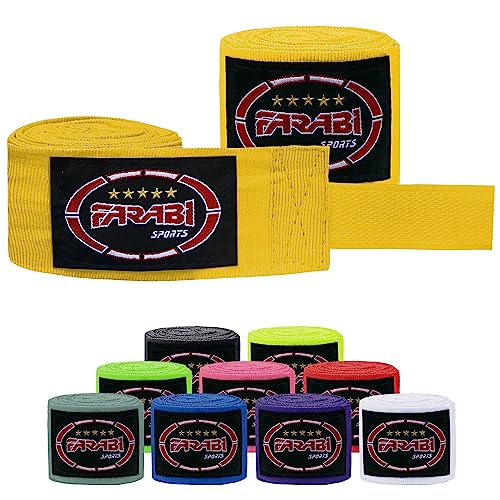 Farabi Sports Vendas Boxeo with Pair Adultos y niños Vendas de Boxeo (Kids (2.50 Meters), Yellow)