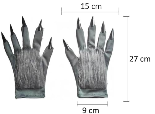 Fartoni Guantes Hombre Lobo Niño O Adulto Muy Comodos. La Garra Del Hombre Lobo Para Disfraz De Hombre Lobo. Sirve Para Disfraz Hombre Lobo Adulto. Genial Accesorio Para Disfraces De Halloween.