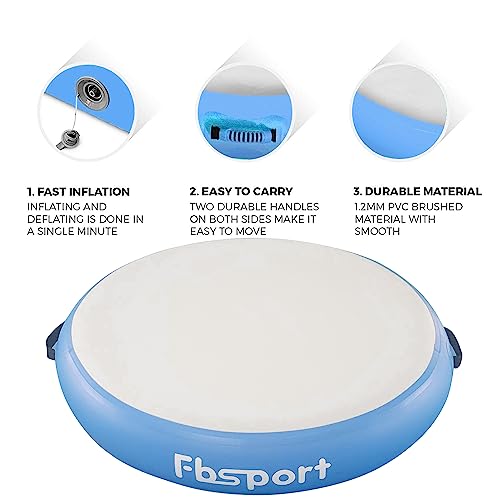 FBSPORT 100x20cm Airspot Colchoneta de gimnasia Hinchable para Gimnasia, Inflatable Tumbling Oval Esteras, Airtrack Ejercicio Herramientas, Air Tumbling Track, Cilindro de Entrenamiento con Bomba