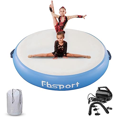 FBSPORT 100x20cm Airspot Colchoneta de gimnasia Hinchable para Gimnasia, Inflatable Tumbling Oval Esteras, Airtrack Ejercicio Herramientas, Air Tumbling Track, Cilindro de Entrenamiento con Bomba