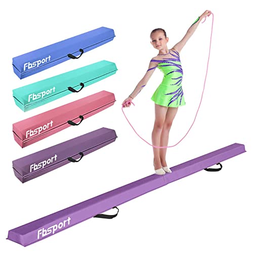 FBSPORT Barra de Equilibrio PU Cuero Plegable 270 cm, Barra de Gimnasia Artistica para Niños Adultos, Viga de Equilibrio con Bolsa de Transporte y Base Antideslizante