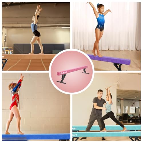 FBSPORT Barra Equilibrio Gimnasia artistica Ajustable 244cm,5 Alturas Ajustables viga de Piso Alto y bajo Alta Estabilidad Equipos de Entrenamiento de práctica de Gimnasio para niños/Adultos