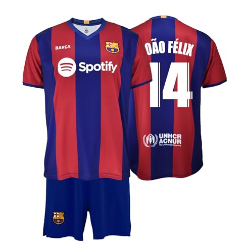 FC Barcelona Conjunto Camiseta y Pantalón niño 1ª EQ 2023-24 Replica Licencia - Dorsal 14 Joao Felix Talla niño 8 años