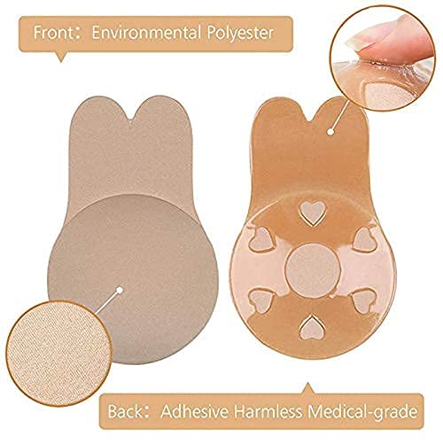 FCHITOP Invisibles Sin Tirantes Sin Respaldo Reutilizable Pezón Levantamiento Cubierta Pezoneras Mejorado Push Up Breast Lift Sujetadores Sujetador Adhesiva de Ajustable para Mujer (AB)