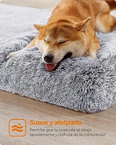 Feandre Cama para Perros, Alfombra Ortopédica para Perros, Acolchado de Espuma Ondulada, Funda Lavable Extraíble, Tamaño XL para Perros Medianos y Grandes, 110 x 73 x 10 cm, Gris Ombré PGW213G01