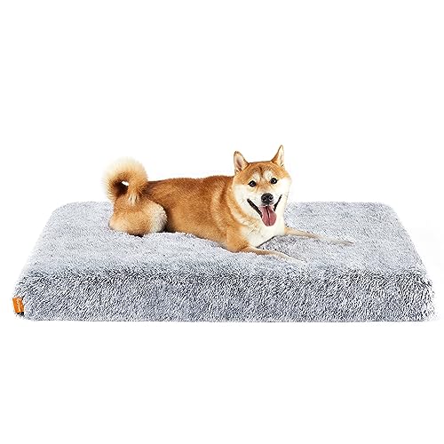 Feandre Cama para Perros, Alfombra Ortopédica para Perros, Acolchado de Espuma Ondulada, Funda Lavable Extraíble, Tamaño XL para Perros Medianos y Grandes, 110 x 73 x 10 cm, Gris Ombré PGW213G01