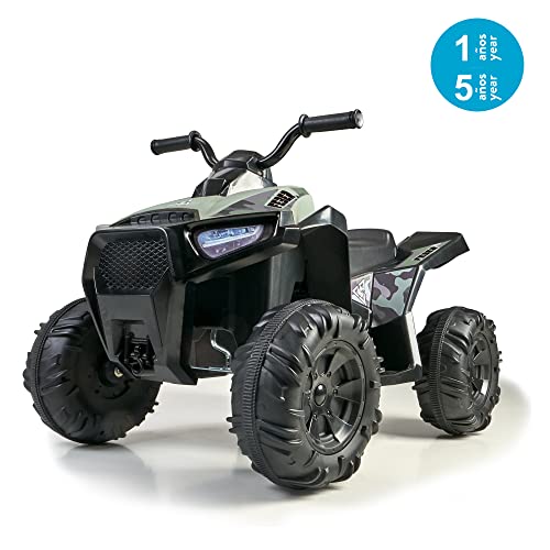 FEBER - Quad Boxer- Vehículo eléctrico a batería de 12V, con marchas adelante, atrás y freno, hasta 5 km/h, cargador incluido, 45 min de juego,de 3 a 5 años, verde,Famosa(FEN03000)Versión actual