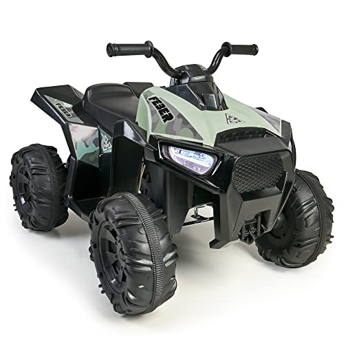 FEBER - Quad Boxer- Vehículo eléctrico a batería de 12V, con marchas adelante, atrás y freno, hasta 5 km/h, cargador incluido, 45 min de juego,de 3 a 5 años, verde,Famosa(FEN03000)Versión actual