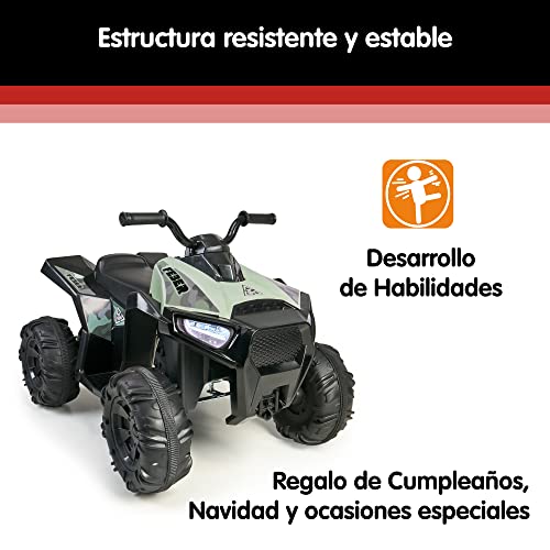 FEBER - Quad Boxer- Vehículo eléctrico a batería de 12V, con marchas adelante, atrás y freno, hasta 5 km/h, cargador incluido, 45 min de juego,de 3 a 5 años, verde,Famosa(FEN03000)Versión actual