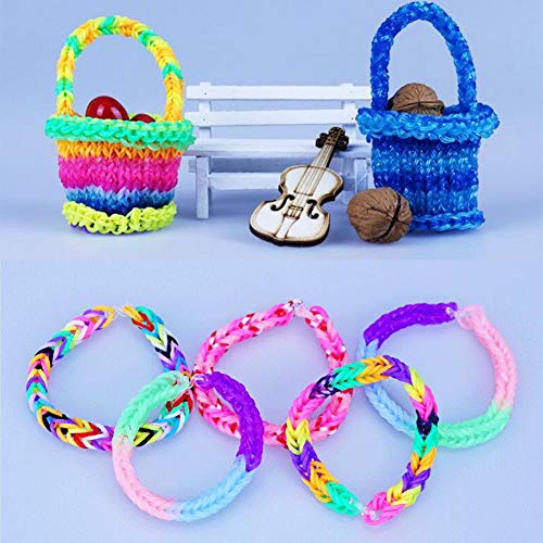 Feelava Pulseras elásticas 600 Multicolor Loom Cintas y 480 Conectores de Clip S para Kit de Recarga de Fabricación de Pulseras de Bricolaje Regalo Cumpleaños Niños