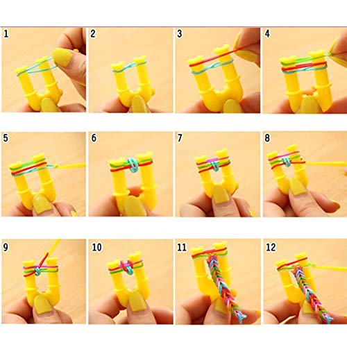 Feelava Pulseras elásticas 600 Multicolor Loom Cintas y 480 Conectores de Clip S para Kit de Recarga de Fabricación de Pulseras de Bricolaje Regalo Cumpleaños Niños