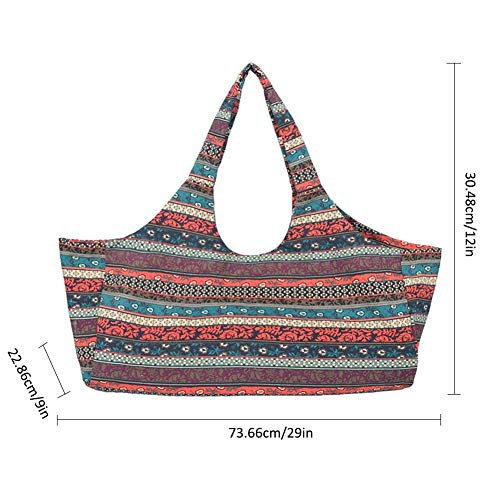 FeelshopMSS Bolsa de yoga de lona con estampado étnico bohemio de gran capacidad, bolsa para esterilla de yoga, bolsa para esterilla de yoga con bolsillo lateral, bolsa de yoga sobre el hombro, todo