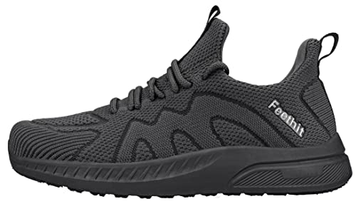 Feethit Zapatillas de Deporte Hombre Correr Jogging Caminar Bambas Gimnasio Fitness Atlético Tenis Trabajo Sneakers Ligeros Transpirables Zapatilla Deportivas Gris Oscuro 43EU