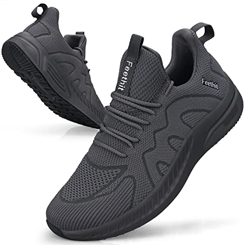 Feethit Zapatillas de Deporte Hombre Correr Jogging Caminar Bambas Gimnasio Fitness Atlético Tenis Trabajo Sneakers Ligeros Transpirables Zapatilla Deportivas Gris Oscuro 43EU