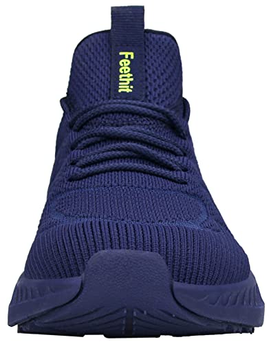 Feethit Zapatillas de Deporte Transpirables Hombre Correr Caminar Bambas Gimnasio Fitness Atlético Tenis Trabajo Ligeros, Azul Oscuro 42 EU