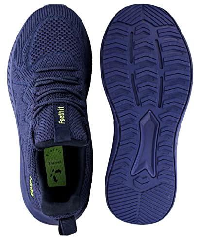 Feethit Zapatillas de Deporte Transpirables Hombre Correr Caminar Bambas Gimnasio Fitness Atlético Tenis Trabajo Ligeros, Azul Oscuro 42 EU