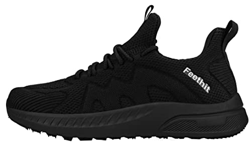 Feethit Zapatillas de Deporte Zapatillas Running Correr Jogging Caminar Bambas Gimnasio Fitness Atlético Tenis Trabajo Sneakers Ligeros Transpirables Zapatillas Hombre Negro 41 EU