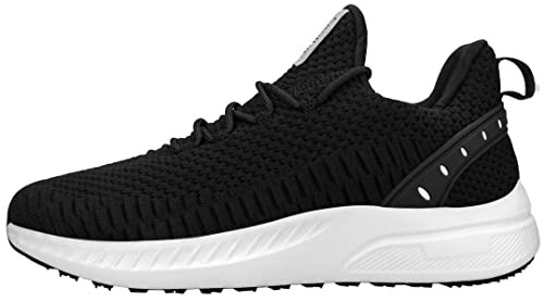 Feethit Zapatillas de Running para Hombre Transpirables Running Zapatos para Correr Gimnasio Deportives Transpirables Seguridad Atlético Trekking Blanco Negro 44