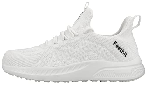 Feethit Zapatillas Deportivas de Mujer Transpirables Zapatos de Ligero Running Fitness Zapatillas de para Correr Blanco 37