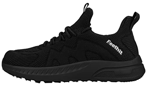 Feethit Zapatillas Deportivas de Mujer Transpirables Zapatos de Ligero Running Fitness Zapatillas de para Correr Negro 37