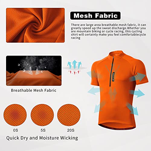 feiXIANG Maillot Ciclismo Hombre,Camiseta Manga Corta Bicicleta Verano de Ciclistas Cycling, Naranja, M