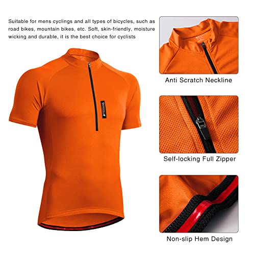 feiXIANG Maillot Ciclismo Hombre,Camiseta Manga Corta Bicicleta Verano de Ciclistas Cycling, Naranja, M