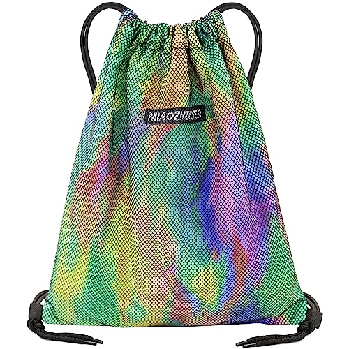 FenFang Mochilas de Cuerdas Pequeña, Bolso Mochila Deportiva Casual, Bolsas de Cuerdas Gimnasio Mujer Hombre, Saco Playa Talega Deporte Escolares con Cordón Gymsack Bolsillo Niños Niñas (Verde)