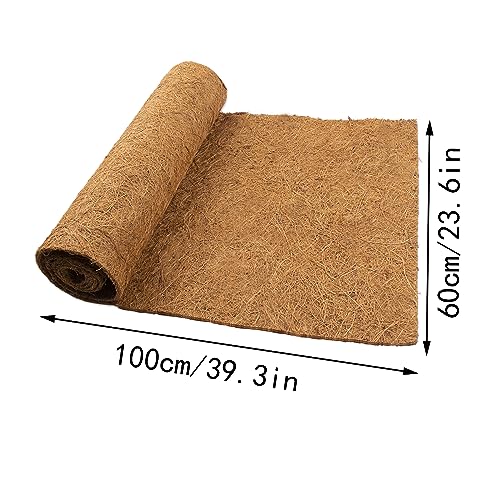 Fengaim 1*0,6m/40*24inches Forro De Cesta Colgante Coco Rollo de revestimiento de estera de fibra de coco para contenedores de patio Canales de pared Alfombra de reptiles Alfombra de jaula de lagarto