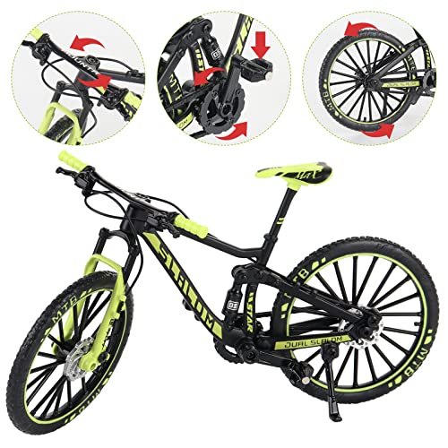 FENGQ Modelo de Bicicleta de 1:10 Dedos, Juguete Modelo de Bicicleta de montaña, Mini Juguete Modelo de Bicicleta, Bicicleta de Dedos en Miniatura para Juguetes de niños (Verde)